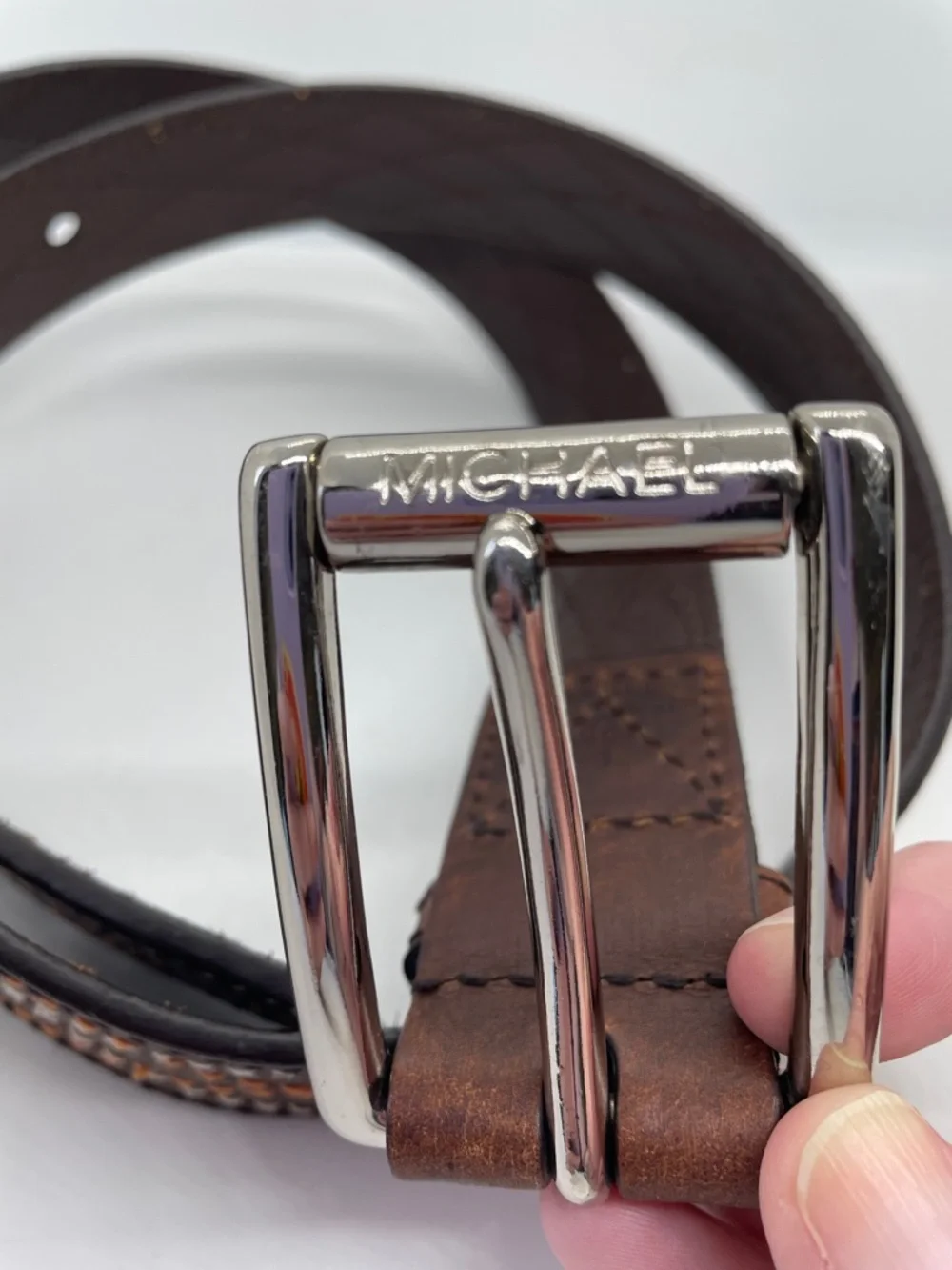 Michael Kors Leather Belt With Stitching Large